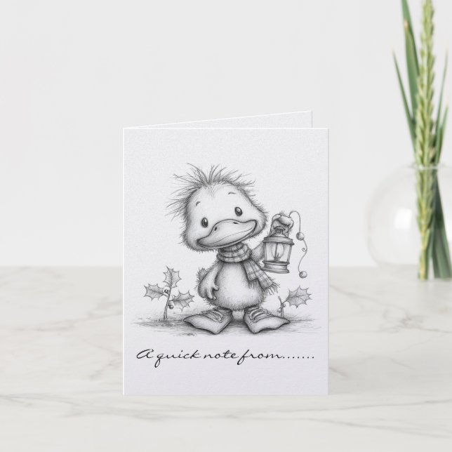 Black and White Christmas Goose Note Card (Front)