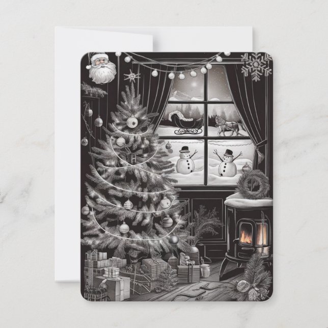 Black and White Christmas Holiday Card (Front)