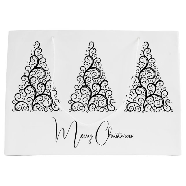 Black and White Christmas Large Gift Bag (Front)