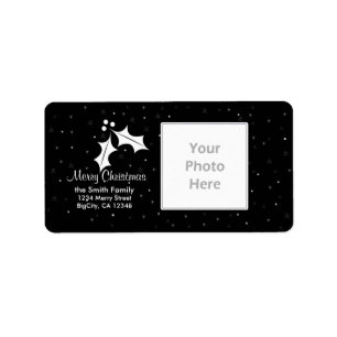 Black and White Christmas Photo Frame Label