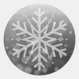 Black and White Christmas Snowflake Classic Round Sticker