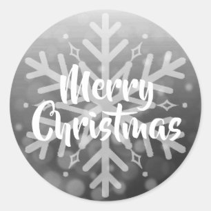 Black and White Christmas Snowflake Classic Round Sticker