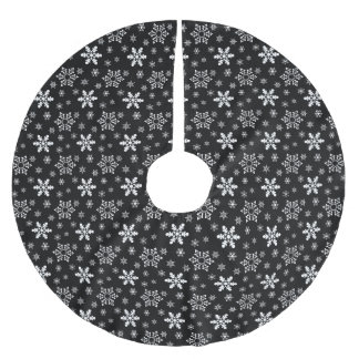 BLACK AND WHITE CHRISTMAS SNOWFLAKE PATTERNS BRUSHED POLYESTER TREE SKIRT