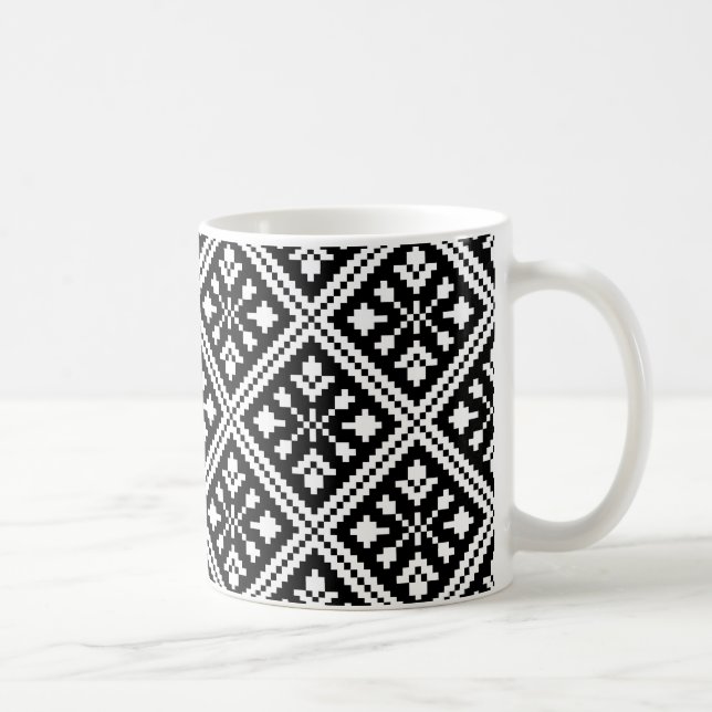 Black and White Christmas Snowflakes Pattern Coffee Mug (Right)