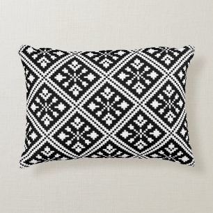 Black and White Christmas Snowflakes Pattern Decorative Cushion