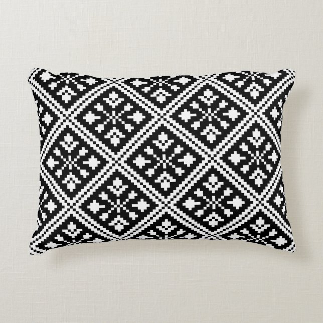Black and White Christmas Snowflakes Pattern Decorative Cushion (Front)