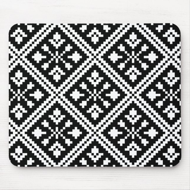 Black and White Christmas Snowflakes Pattern Mouse Mat (Front)
