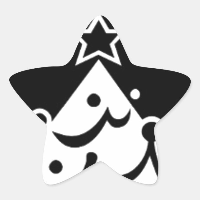 Black and White Christmas Star Star Sticker (Front)