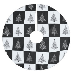 Black And White Christmas Tree Brushed Polyester Tree Skirt