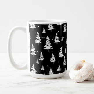 Black and White Christmas Tree  Coffee Mug