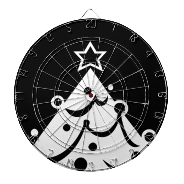 Black and White Christmas Tree Dartboard (Front)