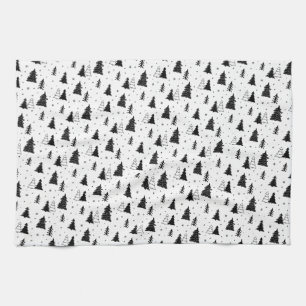 Black and White Christmas Tree Kitchen Towels