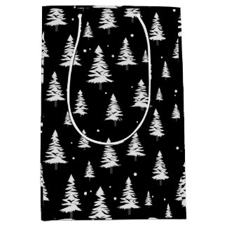 Black and White Christmas Tree  Medium Gift Bag