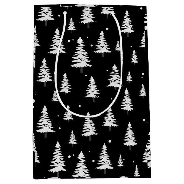 Black and White Christmas Tree  Medium Gift Bag (Front)
