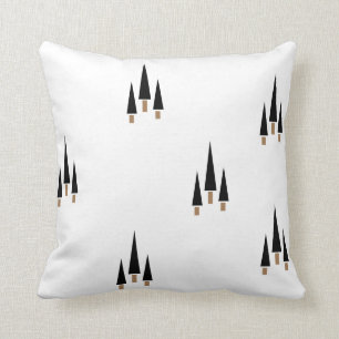 Black and White Christmas Tree Minimalist Cushion