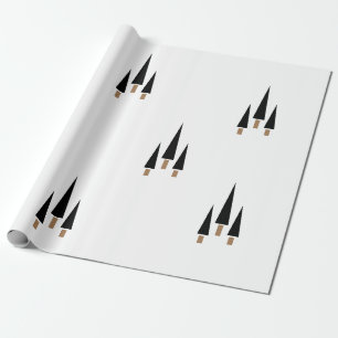 Black and White Christmas Tree Minimalist Wrapping Paper