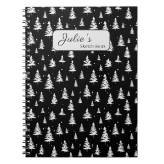 Black and White Christmas Tree  Notebook