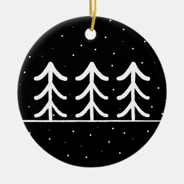 Black and White Christmas Tree Ornaments (Front)