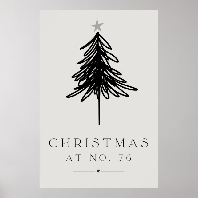 Black and white christmas tree poster (Front)