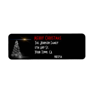 Black and White Christmas Tree Return Address