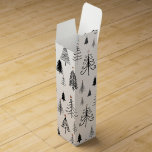 Black and White Christmas Trees Wine Gift  Wine Box<br><div class="desc">Hand drawn black and white Christmas trees in multiple styles are scattered over this wine gift box. Notice the classy gold stars that adorn the tree which gives the wrapping paper a bit of shimmer and a lovely touch. The elegant paper is perfect for those who love simple B&W as...</div>