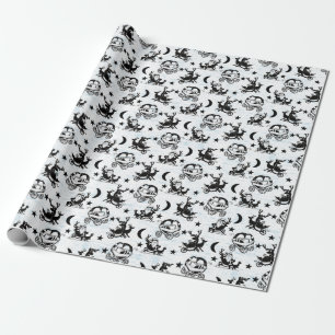 Black and white Christmas wrapping paper