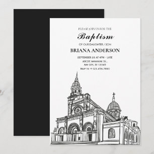 Black and white Church baptism  Invitation