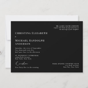 Black and White Church Wedding Two Venue Invitation