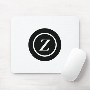 Black and white circle custom initial mouse mat