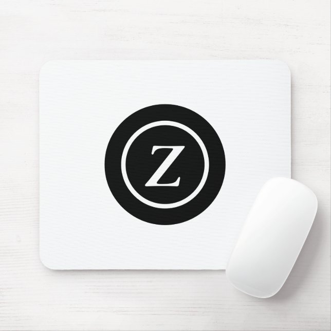 Black and white circle custom initial mouse mat (With Mouse)