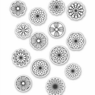 Black and White Circle Flower Geometric