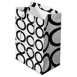 Black and White Circle Geometric  Medium Gift Bag