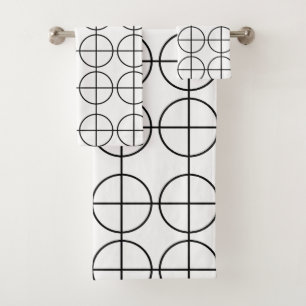 Black and White Circle Geometric Pattern  Bath Towel Set