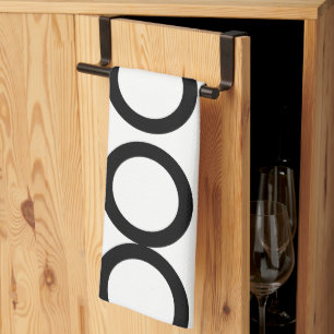 Black and White Circle Geometric Tea Towel