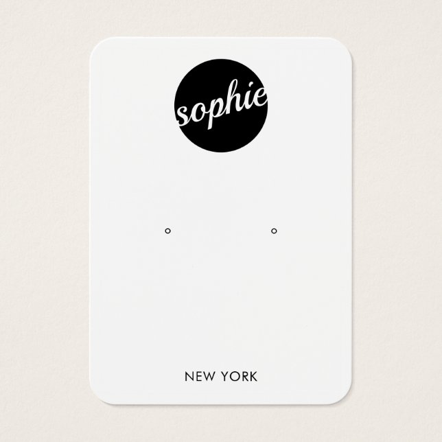 Black and White Circle Logo Earring Display Card (Front)