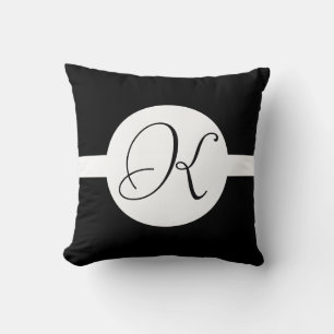 Black and White Circle Monogram Cushion