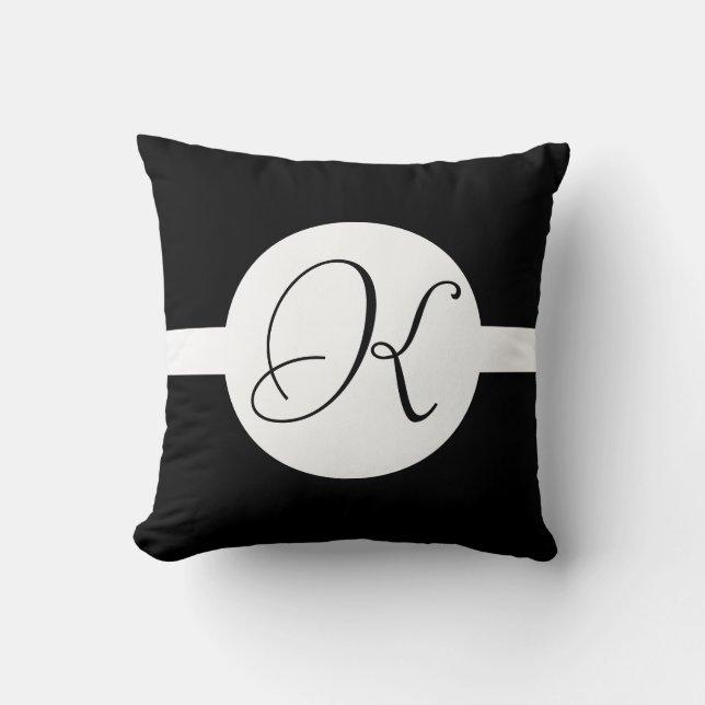 Black and White Circle Monogram Cushion (Front)