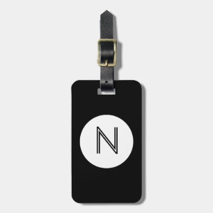 Black and White Circle Monogram Luggage Tag