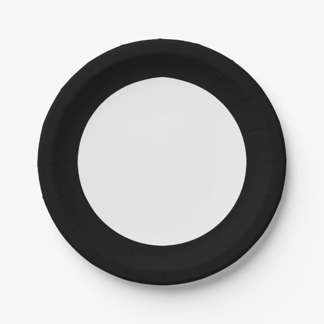 Black and White Circle Paper Plate (Front)