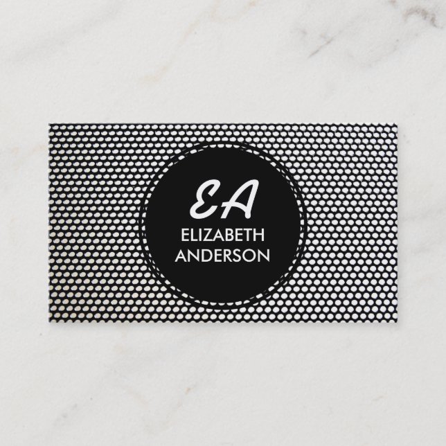 Black and White Circle Pattern Business Cards (Front)