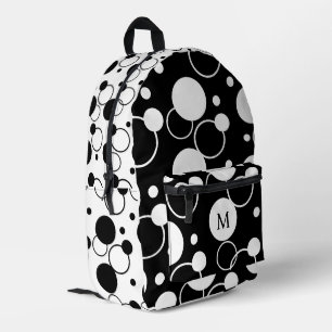 Black and White Circle Printed Backpack