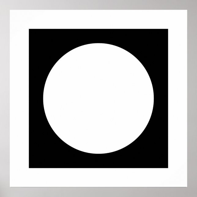 Black and White Circle, Simple Geometric Design. Poster (Front)