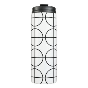 Black and White Circle Stripe Pattern Thermal Tumbler