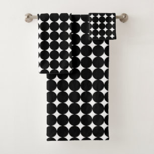 Black and White circles Bath Towel Set