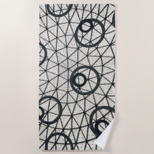 Black and White Circles Beach Towel