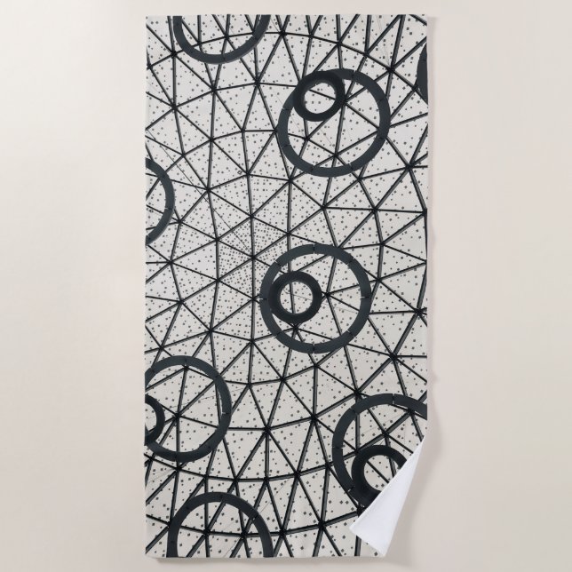 Black and White Circles Beach Towel (Front)
