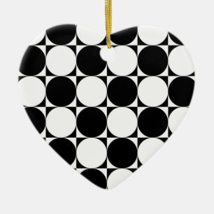 BLACK AND WHITE CIRCLES CERAMIC TREE DECORATION