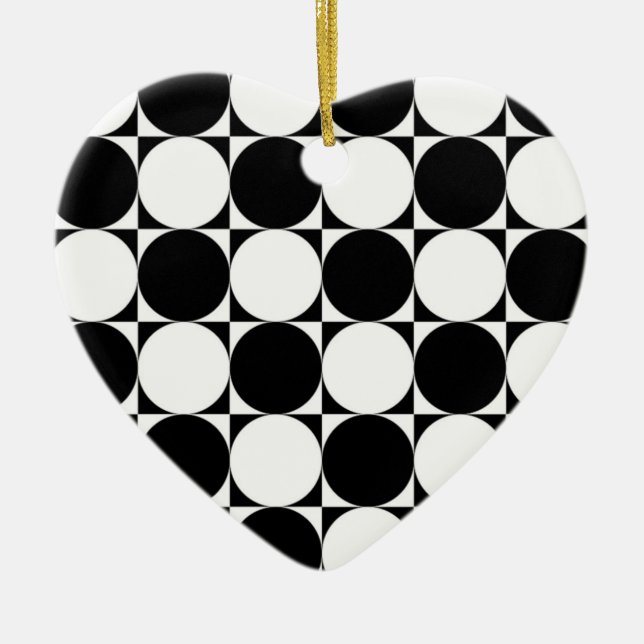BLACK AND WHITE CIRCLES CERAMIC TREE DECORATION (Front)