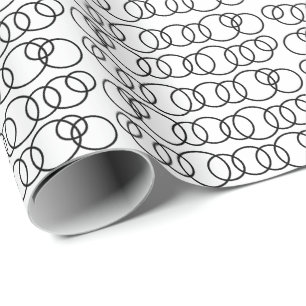Black and White Circles Geometric Pattern Wrapping Paper