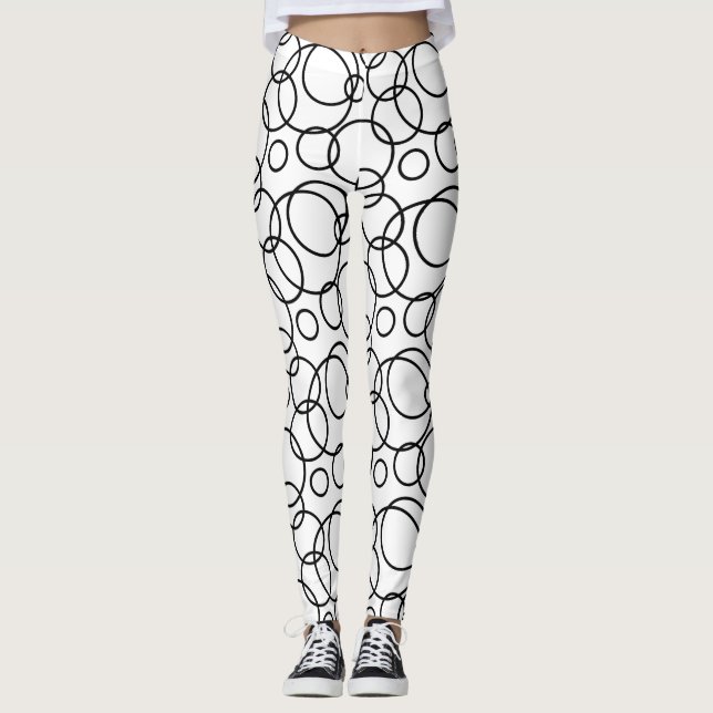 Black And White Circles Leggings (Front)